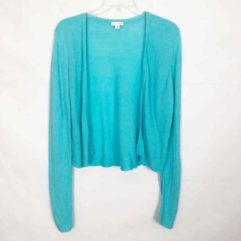 Karen Scoot Ruffle Trim Gray Cardigan Sweater Womens XL Outdoor Career Work Chic